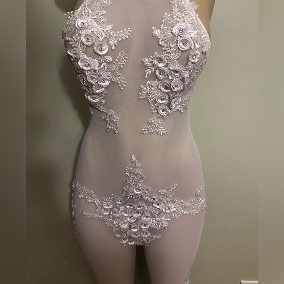 Sheer White Jumpsuit women’s size Large Jloraine NEVER WORN! - Picture 7 of 9